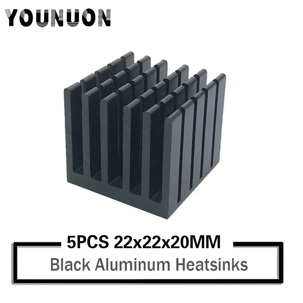 5pcs YOUNUON 22mm 22x22x20mm Aluminum Heatsink Heat Sink Radiator Cooling cr For Electronic Chip IC LED With Thermal Conductive