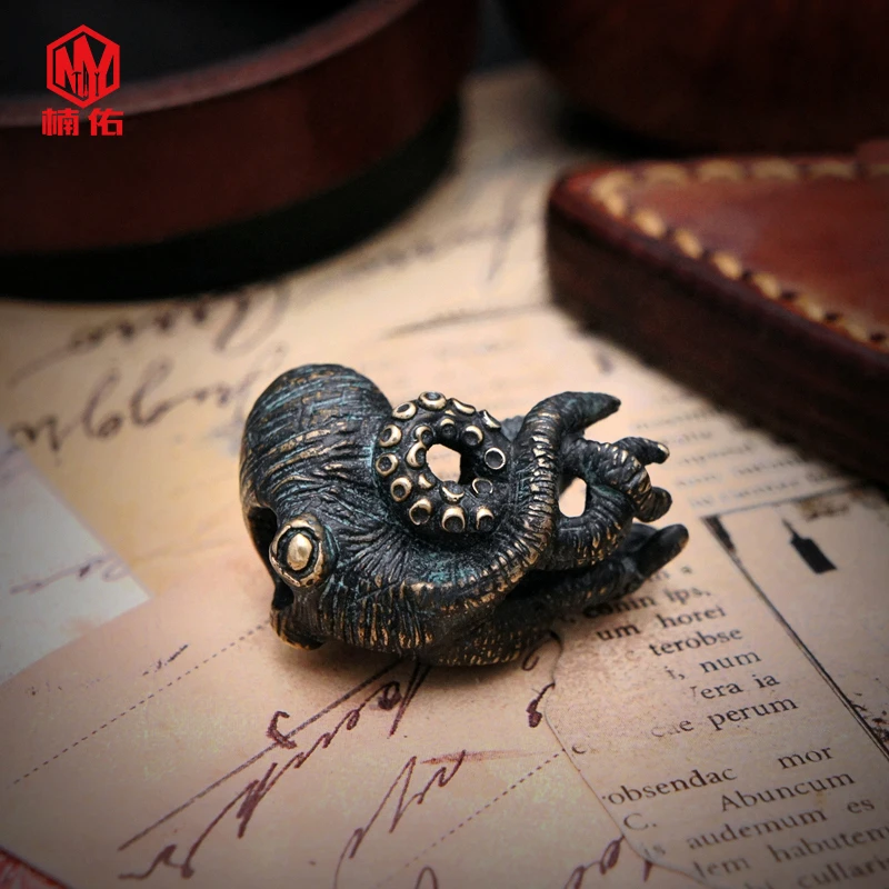 1 шт Осьминог Cruzu бронза латунь Медь EDC бусы на веревочке шнурки подвески Ножи