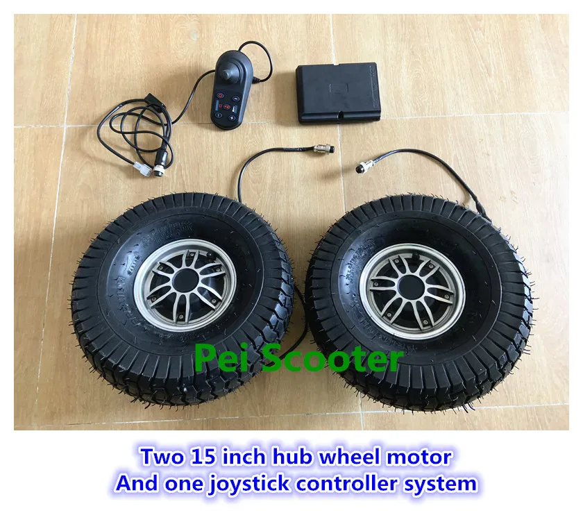 

Two 15 inch 15*6.0-6 tire single axle hub wheel motor And one joystick controller system psys-01