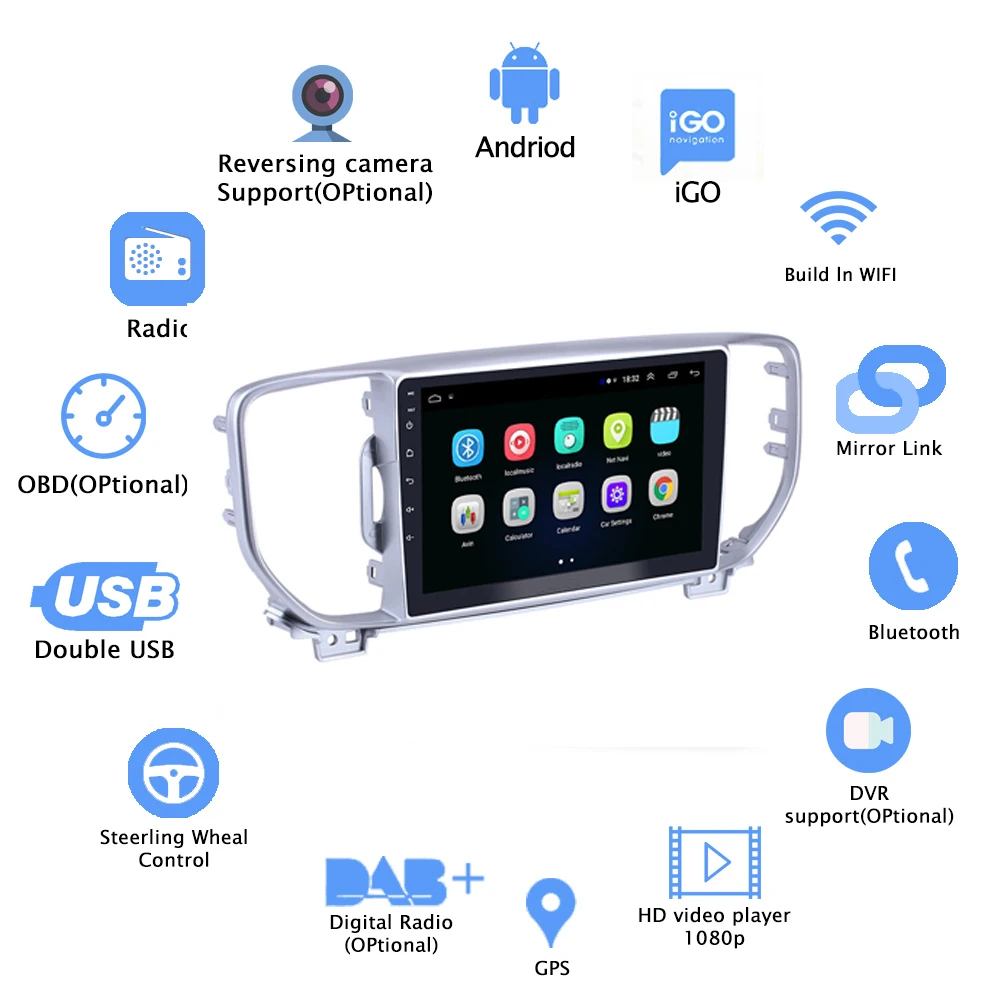 Автомобильное радио Android10 2 Din мультимедийный видеоплеер GPS-навигатор WIFI аудио DVD