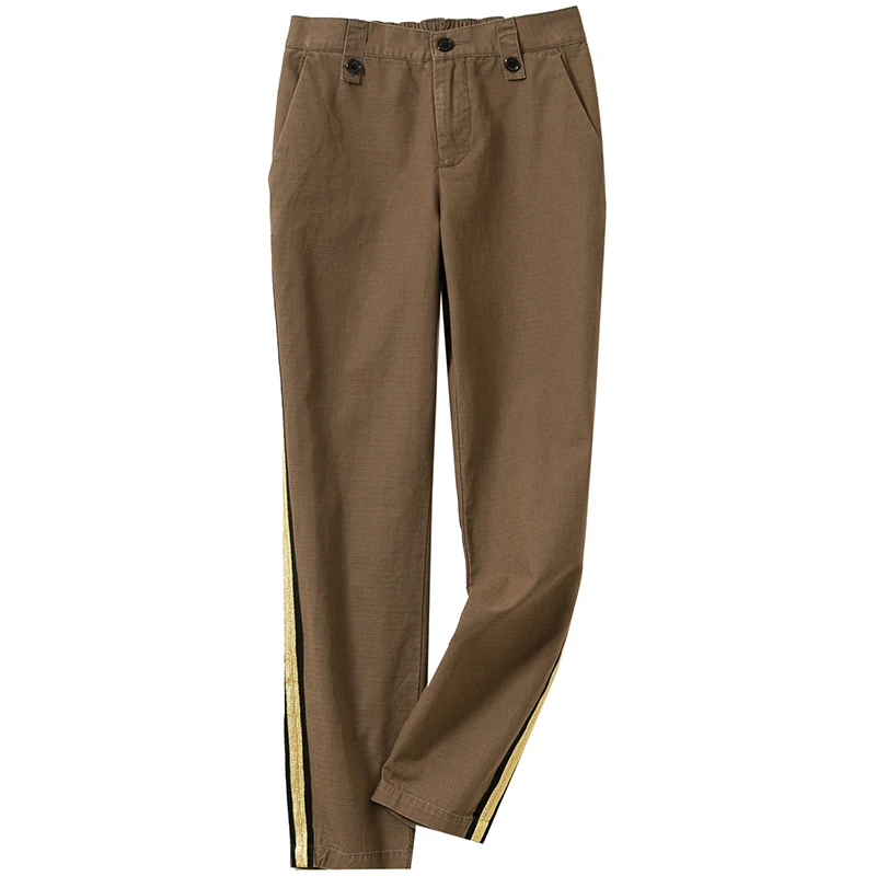 Женские Модные хлопковые брюки эластичные полосатые с боковыми карманами 2020