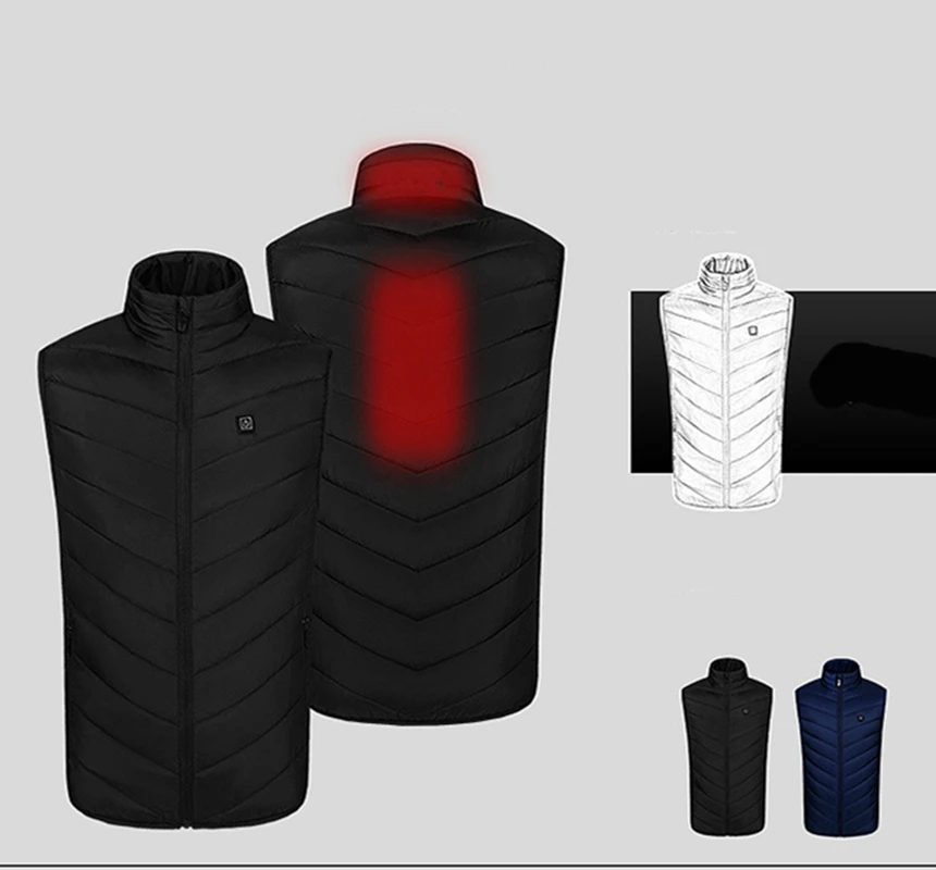 

Electric Vest Heated Jacket USB Four Enlarged Heating Areas Thermal Warm Heating Pad Winter Body Warmer Unisex