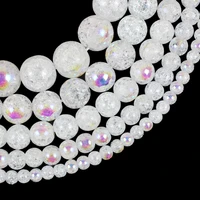 natural stone ab color white snow cracked crystal round loose glass beads 681012 mm for jewelry making diy bracelet necklace