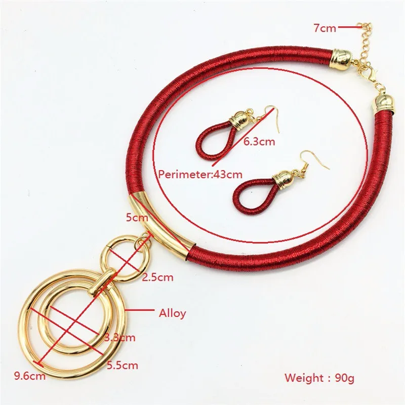 African Fashion Jewelry Set Women's Accessories Metal Ring Pendant Wedding nigerian beads necklace jewelry set | Украшения и