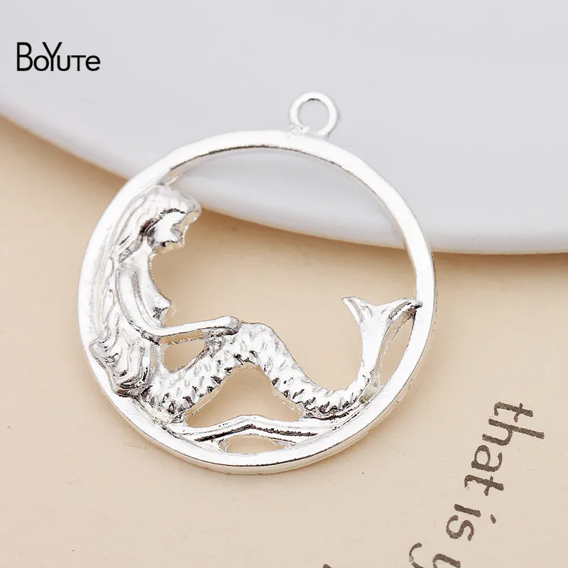 Silver-27.5MM BoYuTe(20 Pieces/Lot) Metal Alloy 40*34MM Maple Leaf Materials Vintage Hand Made Diy Jewelry Accessories Wholesale - Цвет: Silver-27.5MM