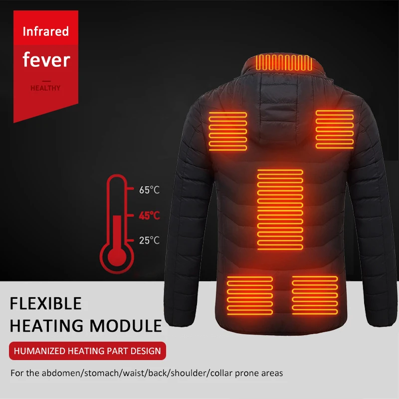 

Hiking Vests High Quality Electric Heating Outdoor Sports Coat Winter Coat With Cap USB Electric Heating Hiking Apparel