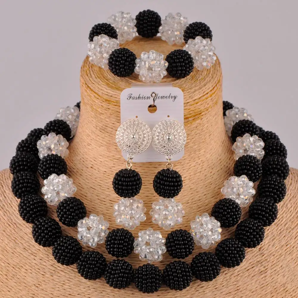 Черный и прозрачный ab Африканский комплект ювелирных изделий нигерийский