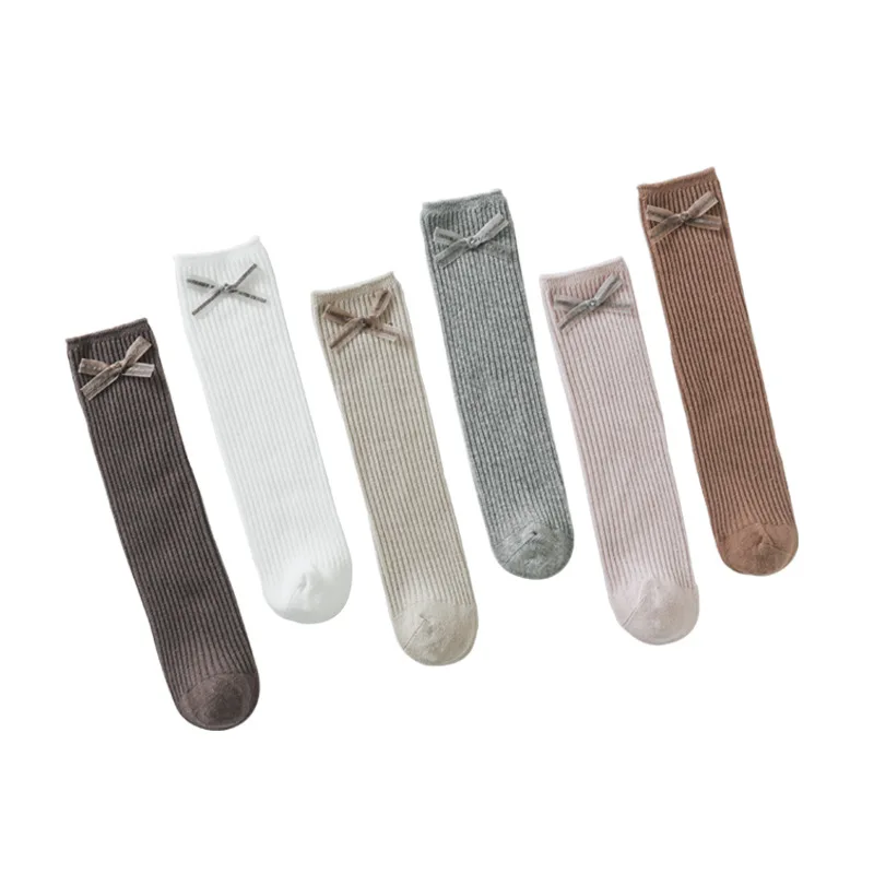 

Kids Girls Cotton Long Socks Princess Infant Knee High Sock No Heel Lovely Bow Decoration Baby Leg Warmer Kids Fashion