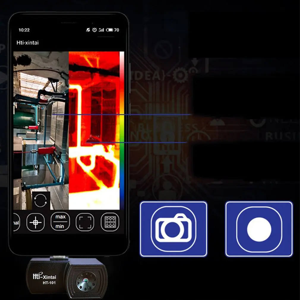 

Ht-101 Mobile Phone Thermal Imager Power Temperature Detector Infrared Mode Photo Video Thermal Imager