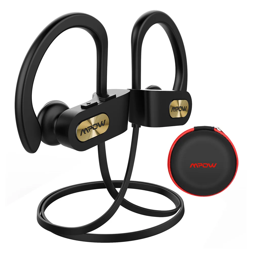 Black and Gold Mpow пламя Bluetooth наушники IPX7 водонепроницаемый беспроводной гарнитура Handsfee спортивные наушники с микрофоном и 7 ч Время воспроизведения для телефона - Цвет: Black and Gold