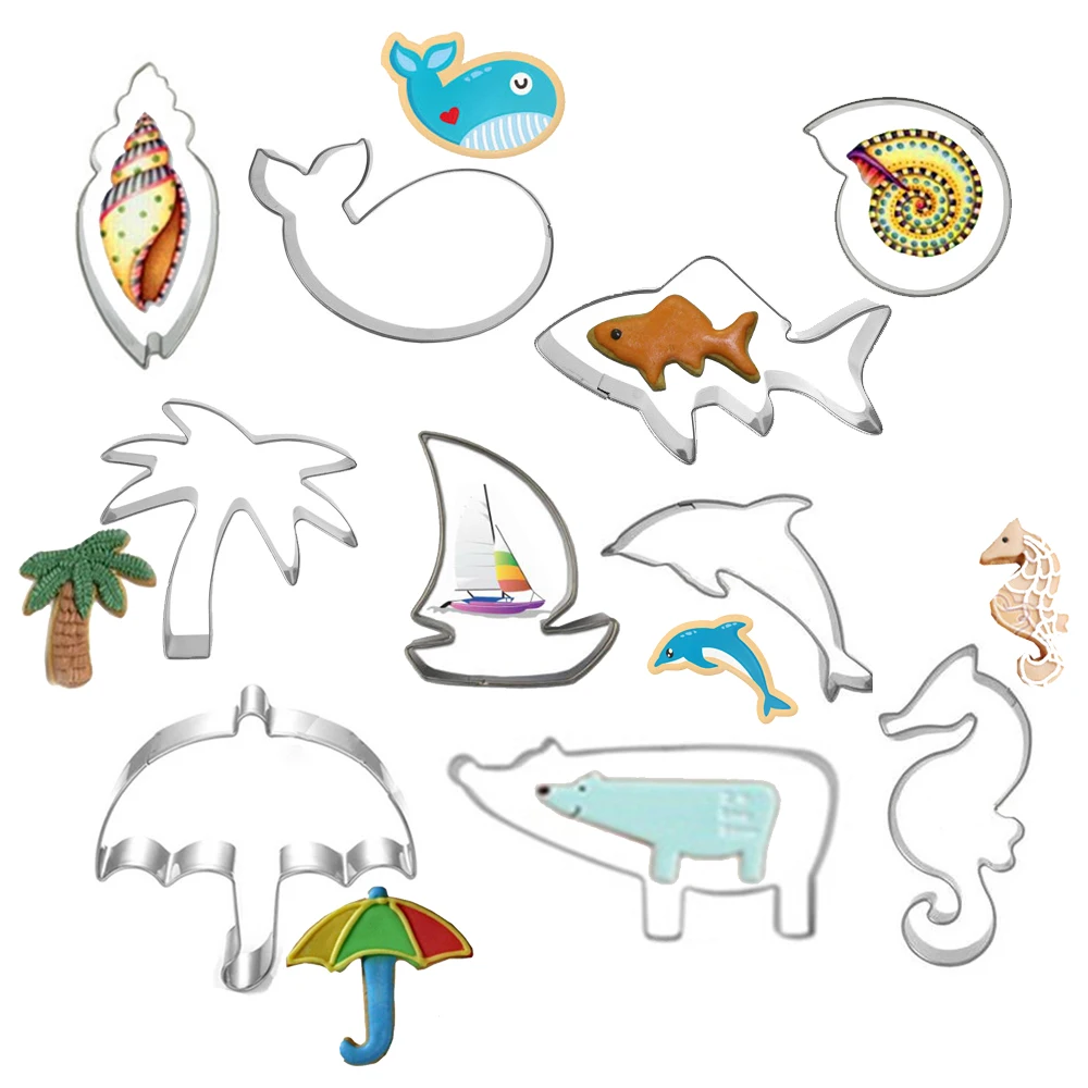 

10pcs/set Animal Whale Shark Cookie Cutter Mold 3D Sugar Craft Pastry Biscuit Fondant Cake Baking Mould DIY Decorating Tools