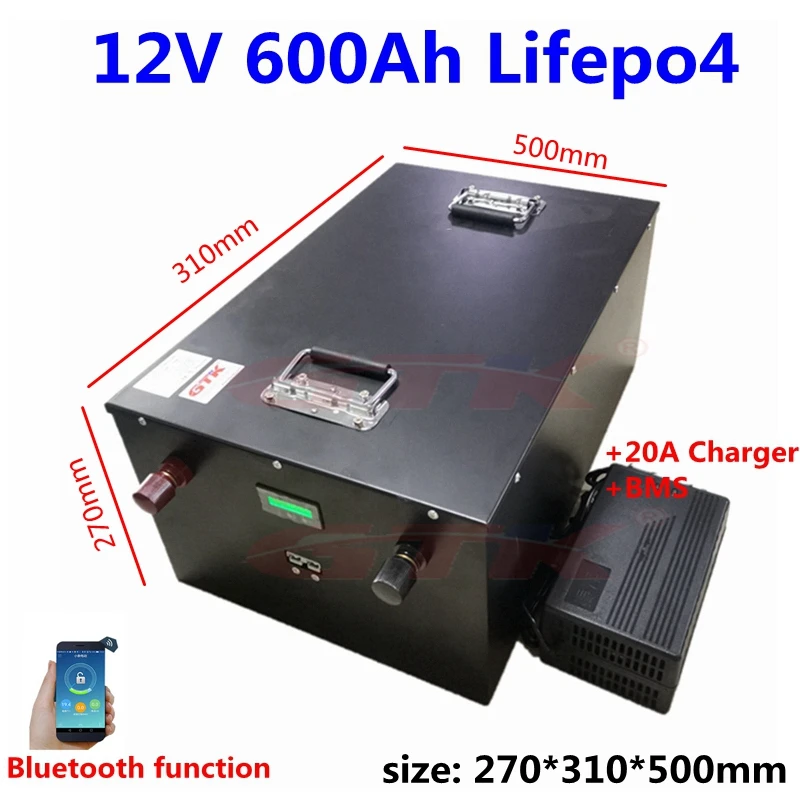 Lifepo4 12V 12 8 v 600ah литиевая батарея с BMS для 1000W 2000W 3000W RV солнечное хранилище