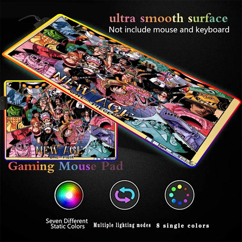 

Anime Lager Gaming Mouse Pad RGB LED Glowing Colorful Large Gamer Mousepad Desk Mice Mat 14 Colors for PC Laptop