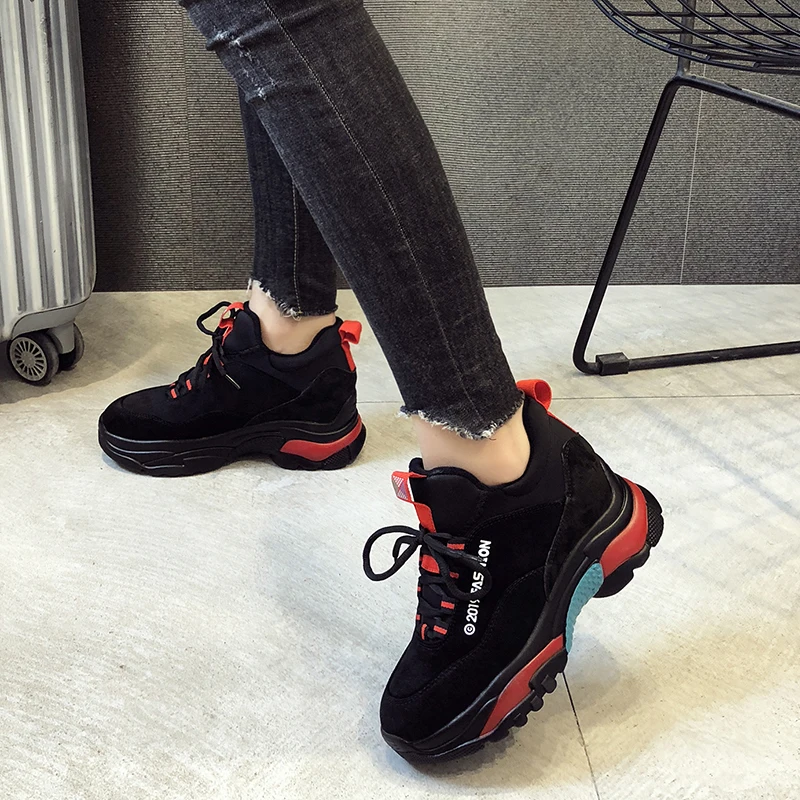 Rimocy Autumn Winter warm black sneakers women fashion platform shoes woman designer short Plush 6cm thick bottom chunky sneaker