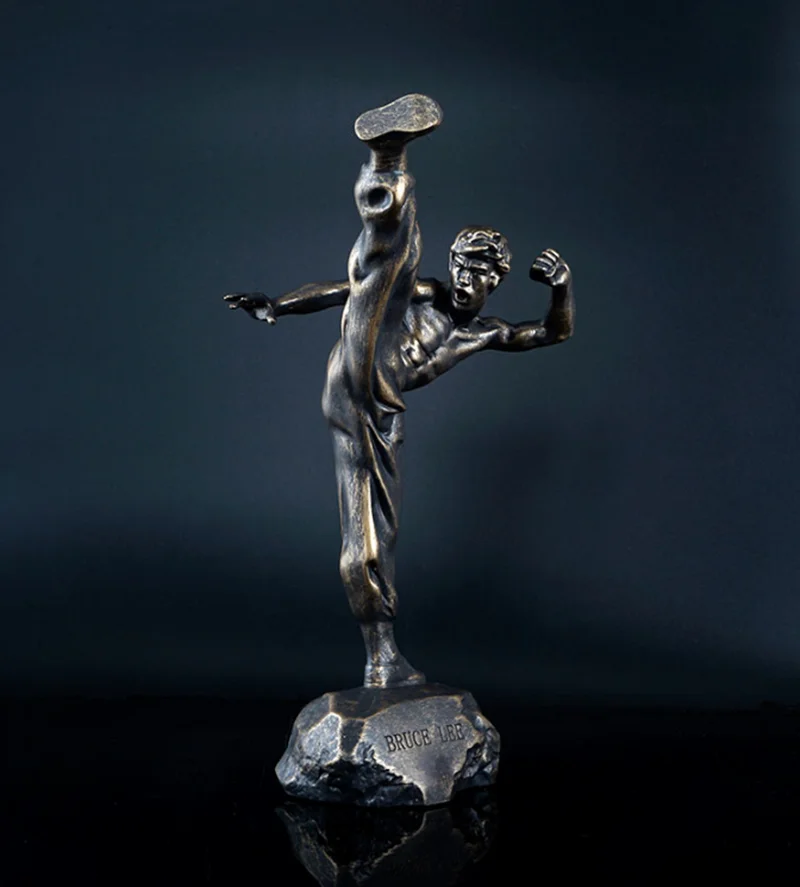 

Chinese Kung Fu Sculpture Collectible Bruce Lee Statue Sculpture Model Kung Fu King Sculpture Memorial Home Decoration Gifts