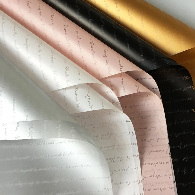 

20pcs Plastic Waterproof Flower Wrapping Paper English Letters Flower Packaging Craft Papers Gift Wrapping Supply Mother's Day