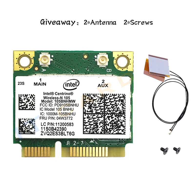 Карта Wi-Fi Intel Wireless-N 105 105BNHMW 2 4 ГГц 802.11b/G/N 150 Мбит/с Половина Mini PCI-E для ноутбука Lenovo FRU: