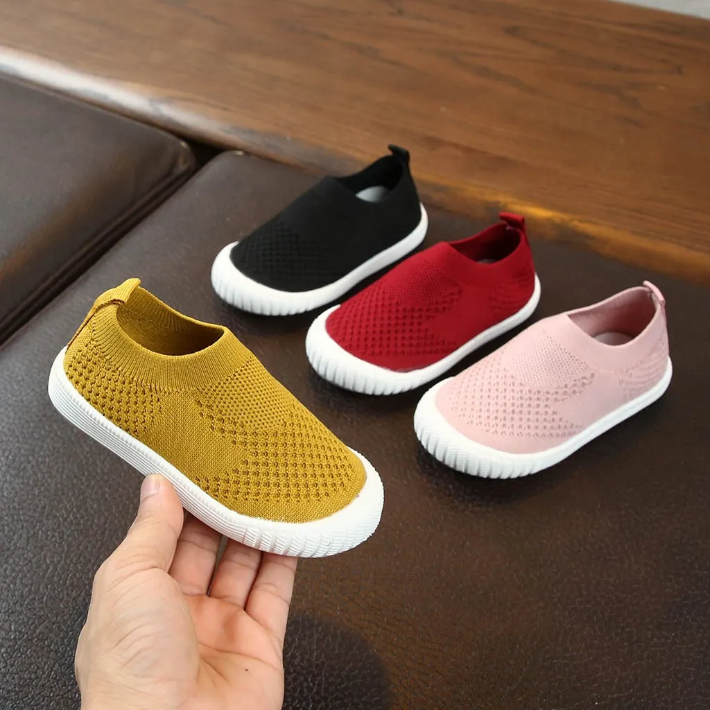 Детские кроссовки без шнуровки дышащие сетчатые для мальчиков и девочек