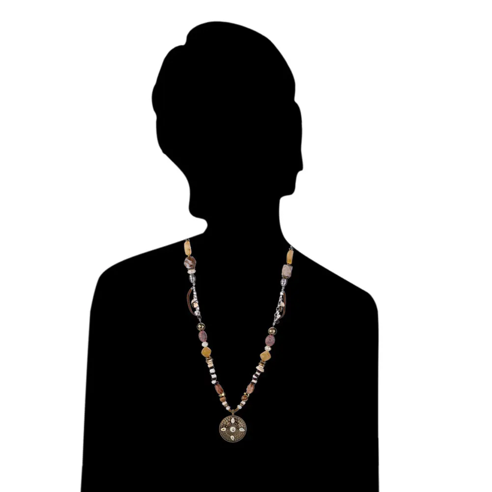 Богемное женское ожерелье из смолы деревянные бусины подвеска на длинной