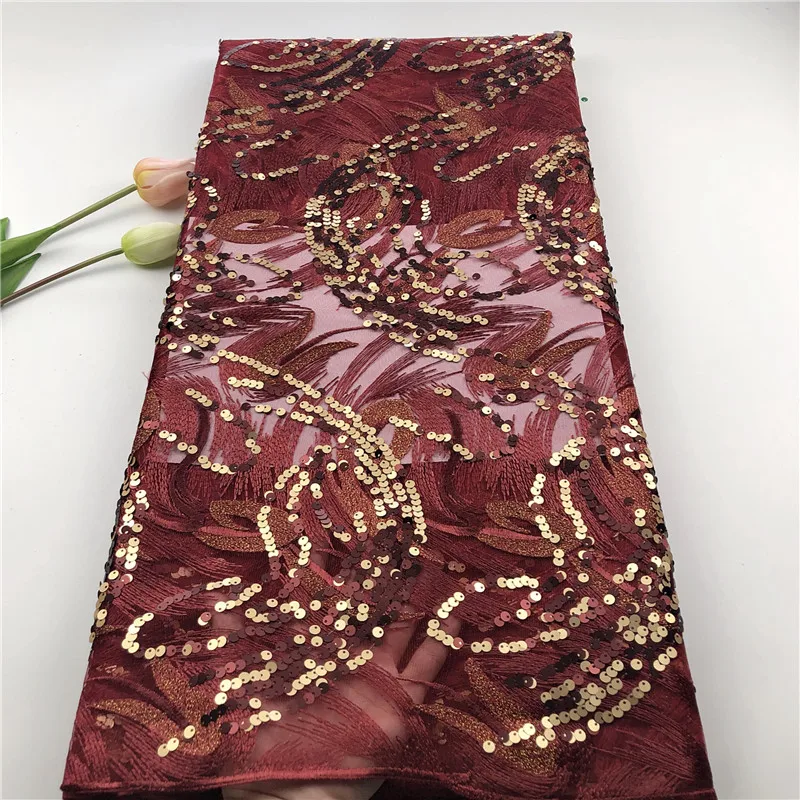 

2019 African Embroidery Lace Fabric French Tulle Laces Fabric With Sequins Net Laces Fabrics Latest For wedding dresses hs66-384
