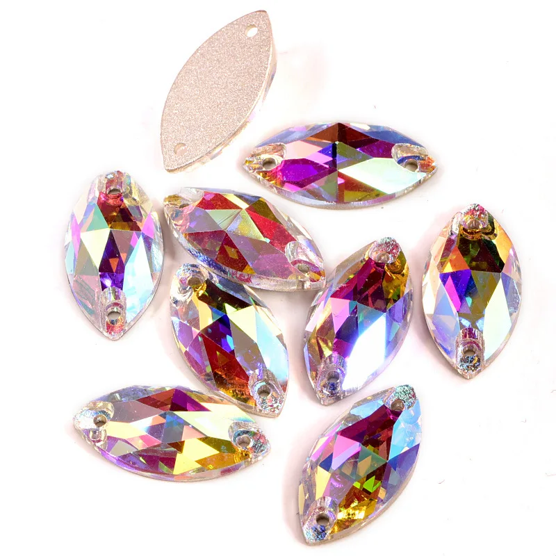 Качество AAAA швейные кристаллы AB пришивные стразы с плоским основанием Пришивные