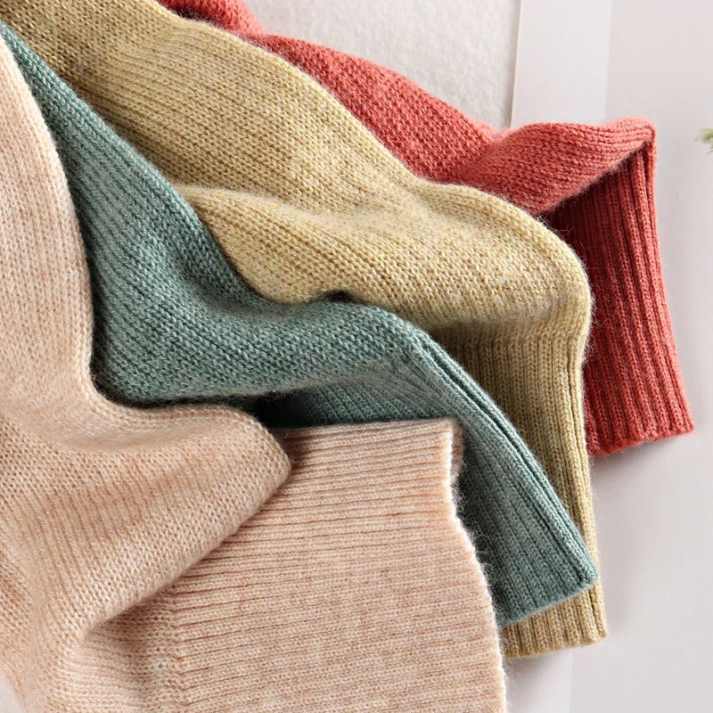 Женский шерстяной свитер GIGOGOU вязаный пуловер с круглым вырезом и длинными