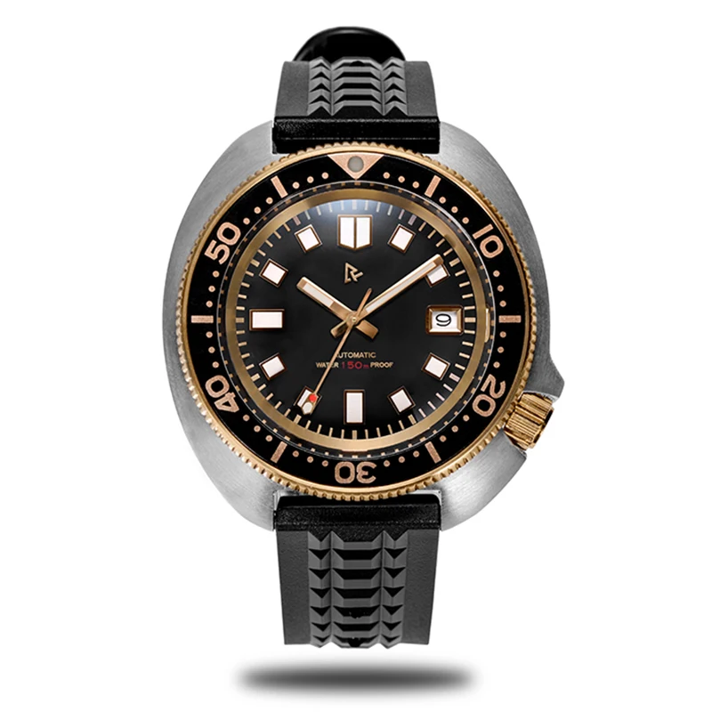 RDUNAE/RETANGULA R2X Gold Captain Willard Noble Vintage buceo al aire libre reloj mecánico para hombres 6105-8110
