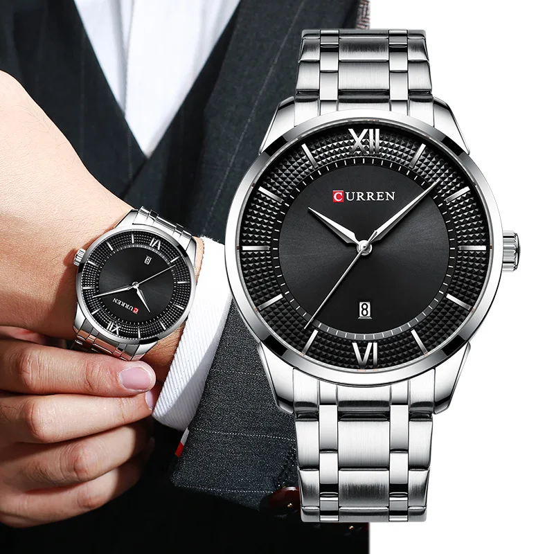 Часы для мужчин Curren Ультра тонкий дизайн Необычные кварцевые часы мужские