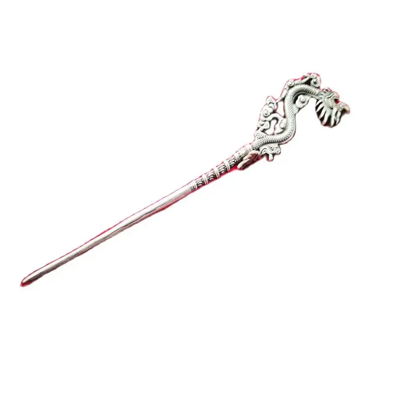 

Chinese Old Tibet Silver Carving Dragon Hairpin