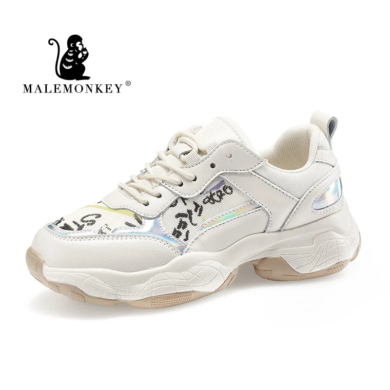 Женские кроссовки на платформе удобные дышащие плоской подошве со шнуровкой и