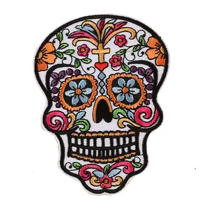 Мексиканский Сахар Череп вышитые патчи для искусства на череп аппликации крутой Байкерский патч одежда наклейки значки