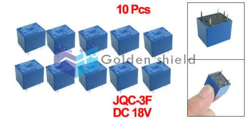 10 x JQC-3F 5 шпильки SPST Мощность реле DC 18В катушки 10A/125V AC 10A/28V