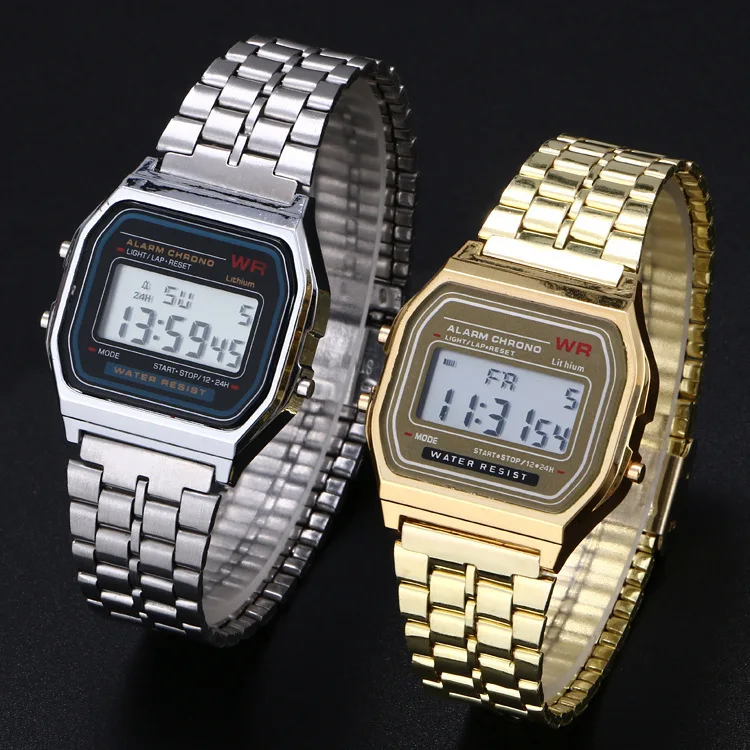 

LED Digital Watch Square Women Watches PCV / F91W Steel Strap Watch Vintage Sports Military Watches Electronic Wrist Band Clock