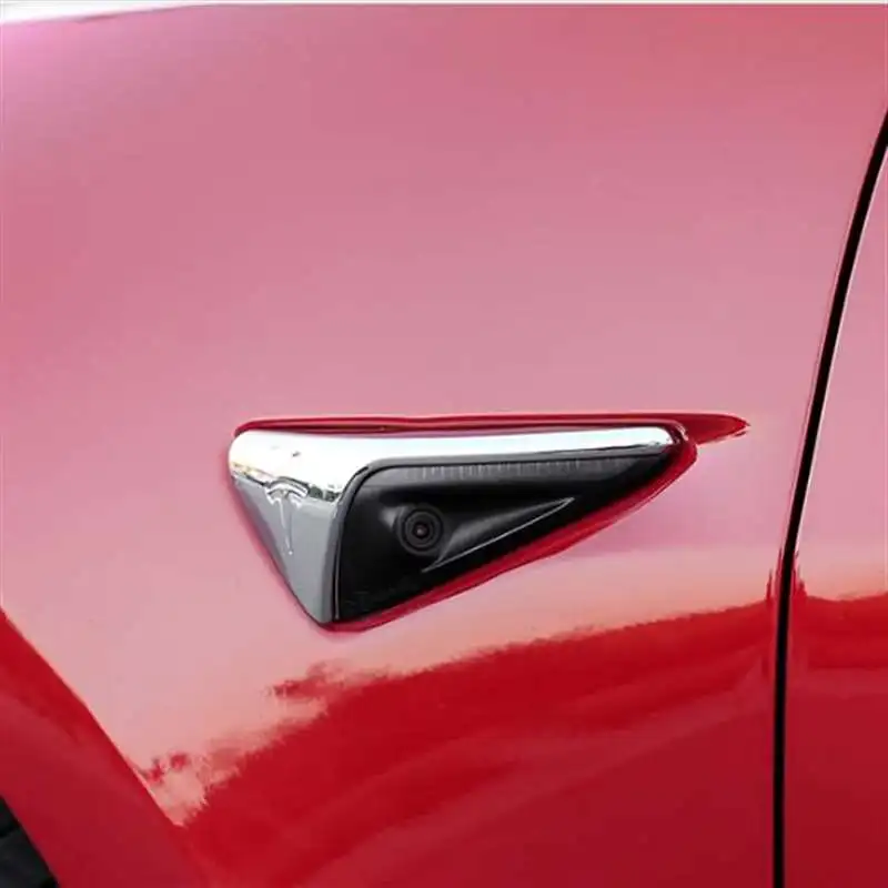 

2pcs Electroplate Mirror side camera protective cover Decoration cap accessories For Tesla Model 3 X Y S