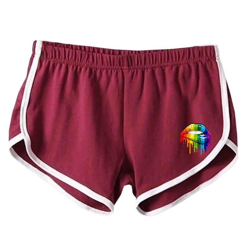 

Women Sports Shorts Summer 2021 Colorful Candy Print New Shorts Casual Lady Elastic Waist Beach Correndo Short Pants Female