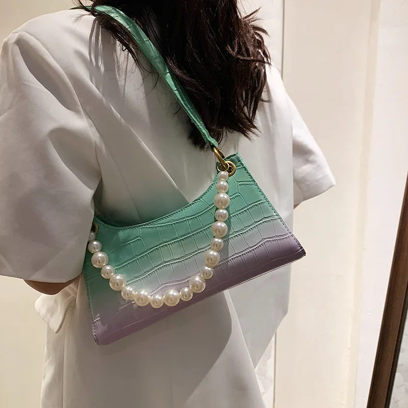 

Vintage Charm Womens Handbags Women's 2021 Summer New Fashion Pearl Chain Shoulder Red Style Armpit Bag Purses