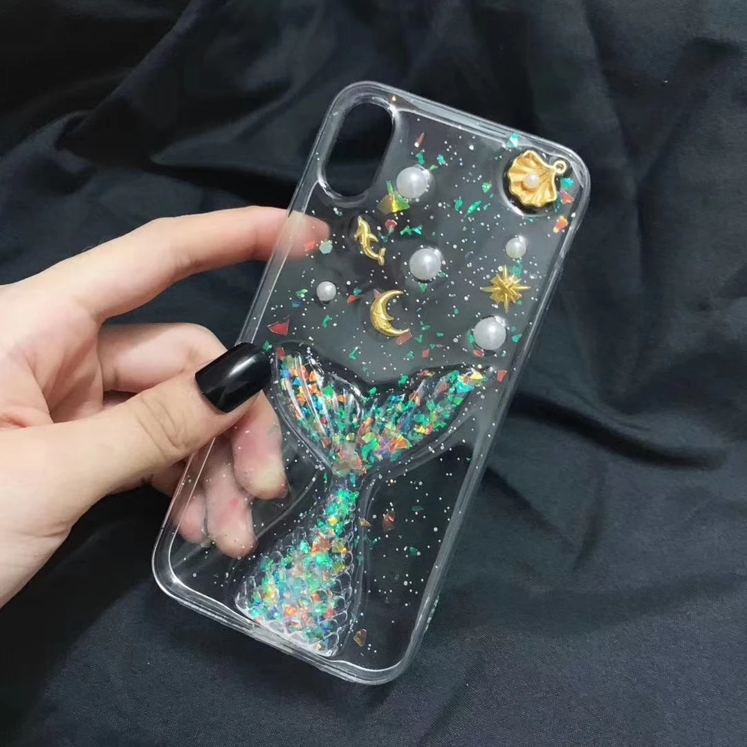 Блестящий телефонный чехол с Луной звездой дельфином для IPhone 6 S 7 8 Plus X XR XS MAX