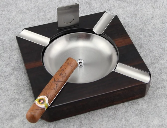 Black 2 Cohiba квадратная съемная чаша Противоскользящий резак домашний 4 сигары держатель металлический 4 слота сигарета сигары для автомобиля пепельница - Цвет: Black 2