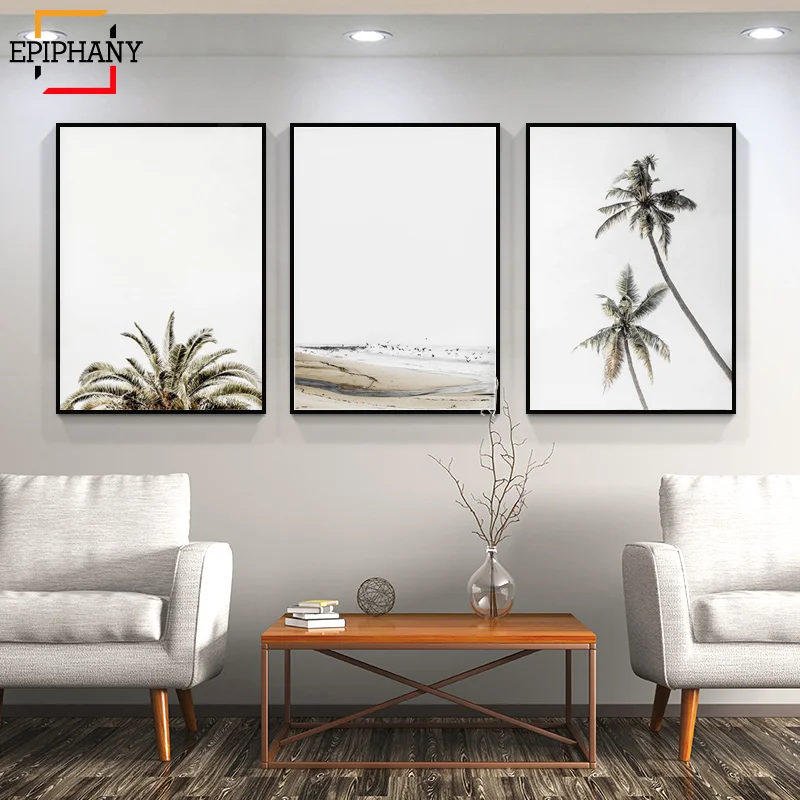 Пастельные пляжные принты природа искусство пальма пейзаж холст живопись