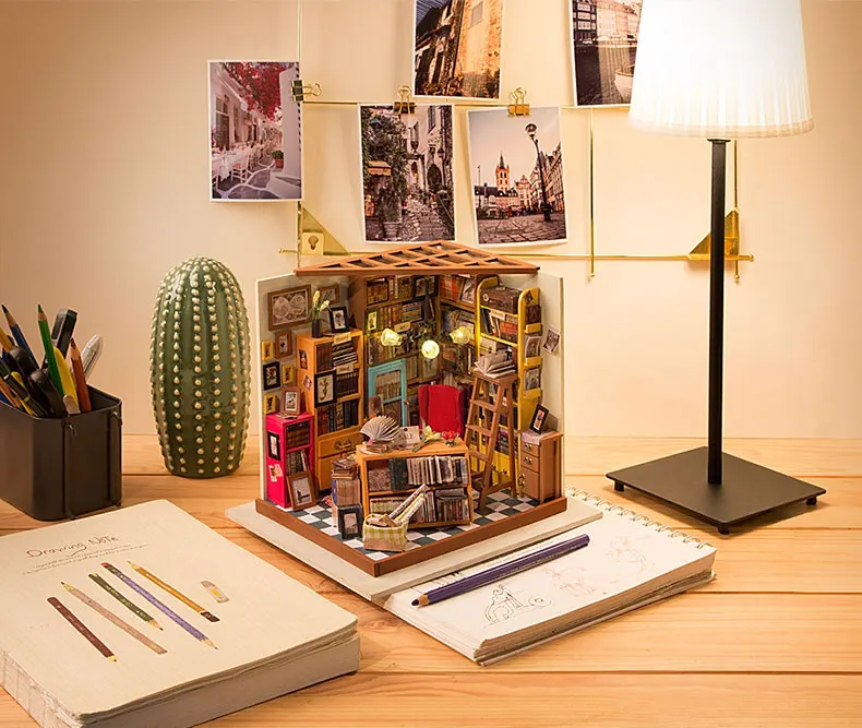 Креативный кофейный магазин книжный сборный миниатюрный кукольный домик сделай