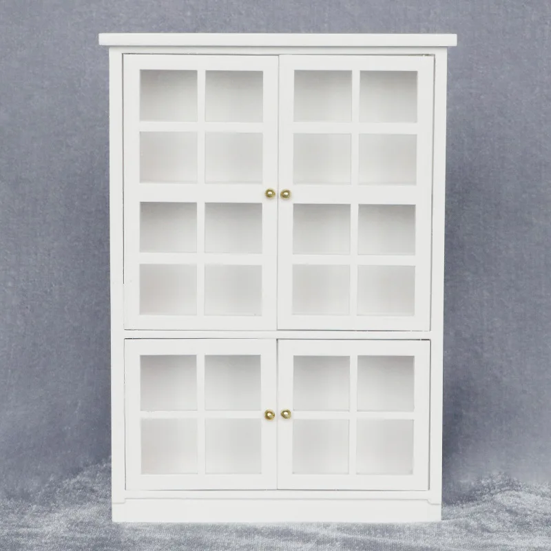 

1:12 Dollhouse Mini Furniture Wooden Cupboard White Classic Kitchen 4 Door Cabinet