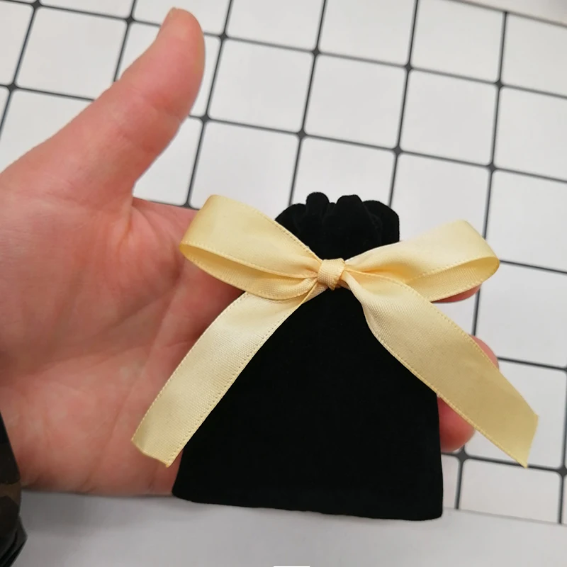 5DZ12 black yellow Бархатный мешочек для упаковки ювелирных изделий, милый мешочек для хранения ювелирных изделий, подарок для макияжа, Свадебная вечеринка, конфетная косметическая упаковка с завязкой, сумки - Цвет: 5DZ12 black yellow