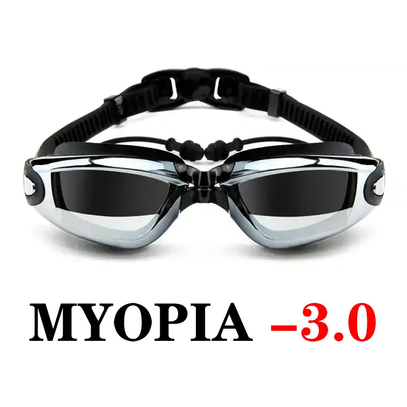 Myopia -3.0 (Black) Очки для плавания для близорукости, оптические, водонепроницаемые, анти-противотуманные, УФ-защита, по рецепту, для плавания, для взрослых, для мужчин, женщин, для молодежи, для детей - Цвет: Myopia -3.0 (Black)