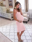 Женское облегающее однотонное платье без рукавов с V-образным вырезом для беременных