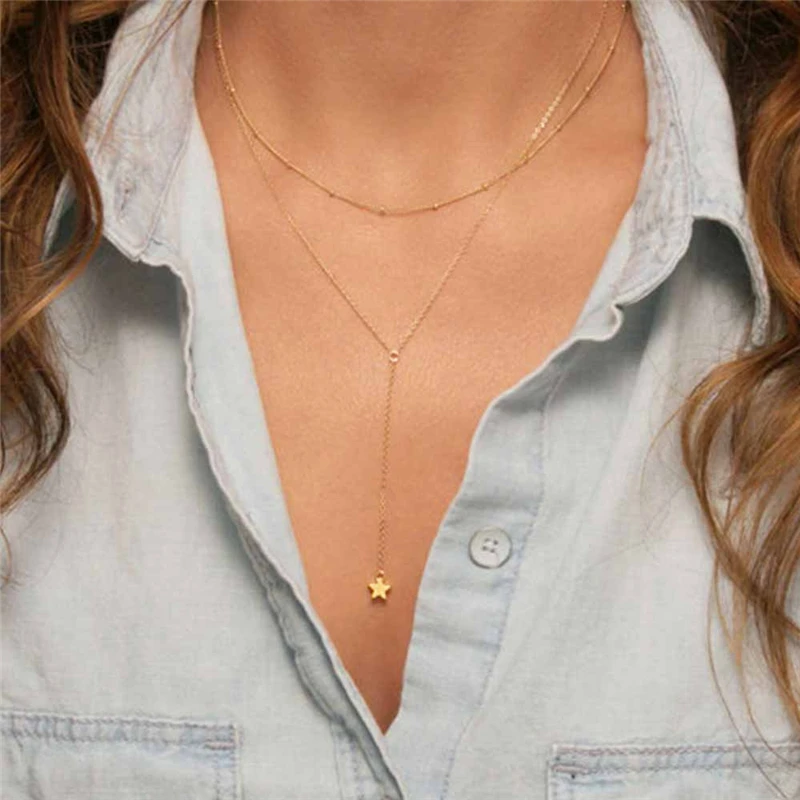 

Exquisite Jewelry Multilayer Five-pointed Star Pendant Necklaces Necklace for Women Gift