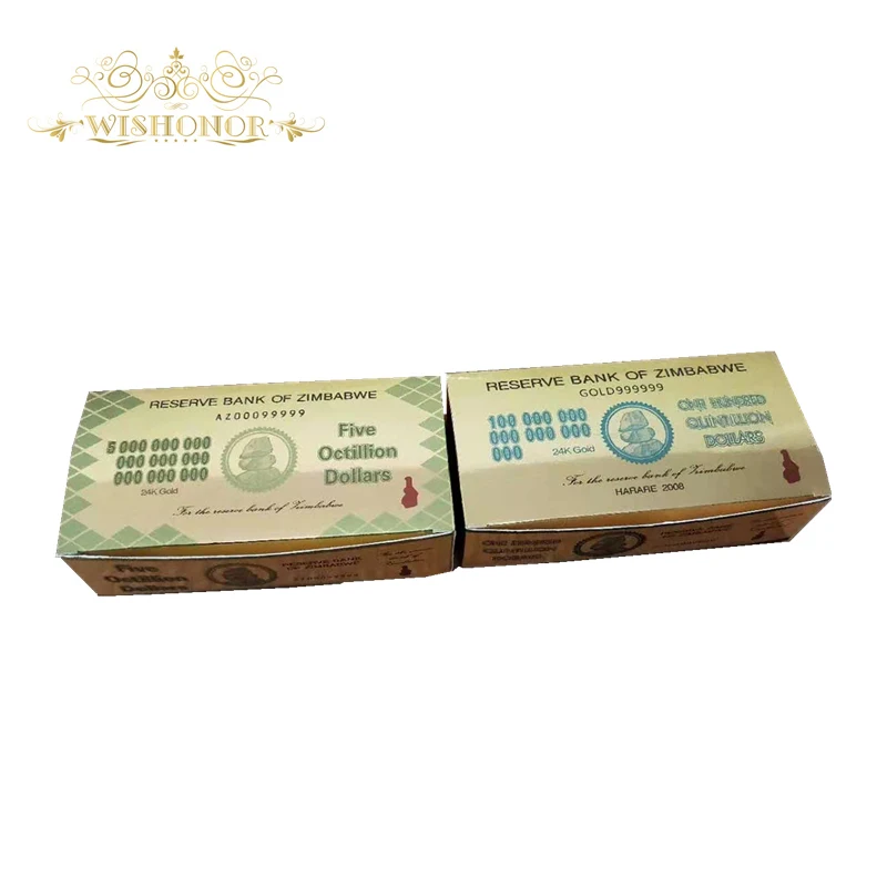 

100pcs/box Zimbabwe Banknotes One Hundred Quintillion Dollars Gold Fake Banknotes 1pc Drop Shipping