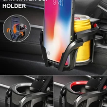 Car Air Vent Mount 2 In 1 Cup Holder Phone Mount Adjustable Beverage Water Bottle Holder Vehicle Cup Stand Bracket Auto Interior