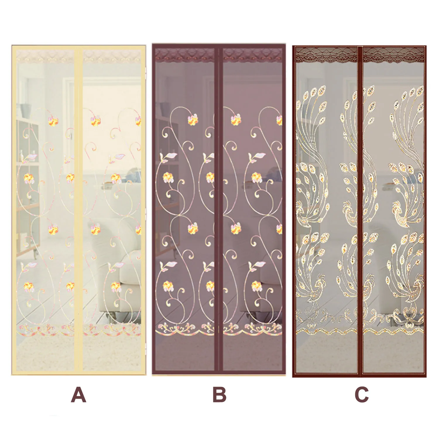 Магнитная занавеска для дверей сетчатая сетка от комаров и насекомых с цветами