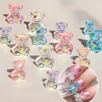 6pcs bear 3d nail decorations crystal gems manicure accessories candy color nair rhinestone sticker cartoon manicure supplies