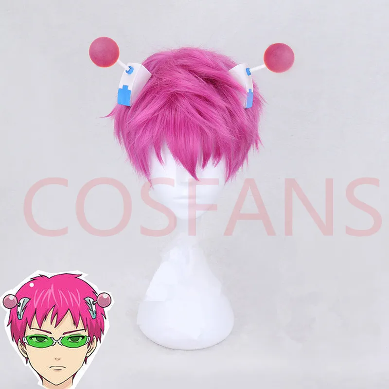 Аниме разрушительная жизнь Saiki K. Косплей парик очки Kusuo Короткие Розовые
